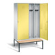 C+P Schwarz-Weiss-Spind Classic, H2090xB1190xT815mm, Front Schwefelgelb, Korpus Lichtgrau, Gestell Schwarzgrau (8250-40)-1