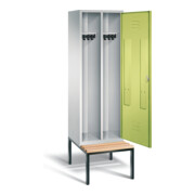 C+P Schwarz-Weiss-Spind Classic, H2090xB610xT815mm, Front Viridingrün, Korpus Lichtgrau, Gestell Schwarzgrau (8250-20)