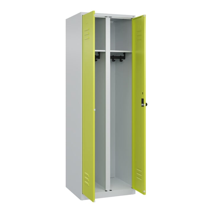 C+P Schwarz-Weiß-Spind Classic PLUS, 2 Abteile, 1850x600x500mm, 7035/0024 Verschluss Sicherheits-Drehriegel