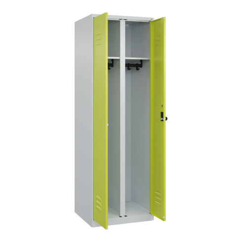 C+P Schwarz-Weiß-Spind Classic PLUS, 2 Abteile, 1850x600x500mm, 7035/0024 Verschluss Sicherheits-Drehriegel