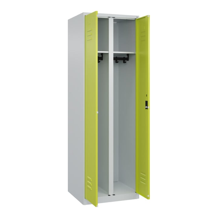C+P Schwarz-Weiß-Spind Classic PLUS, 2 Abteile, 1850x600x500mm, 7035/0024 Verschluss Zylinderschloss