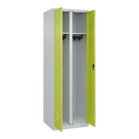 C+P Schwarz-Weiß-Spind Classic PLUS, 2 Abteile, 1850x600x500mm, 7035/0024 Verschluss Zylinderschloss