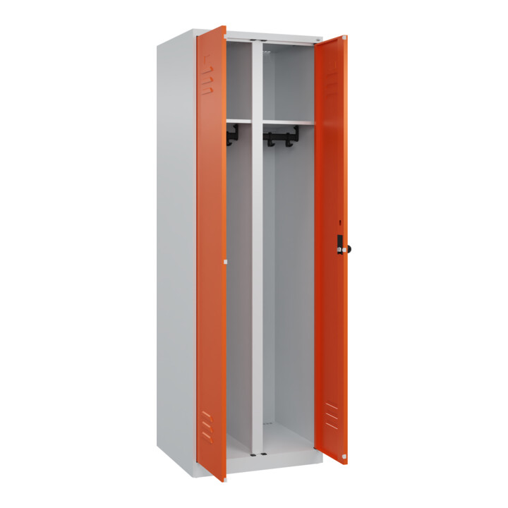 C+P Schwarz-Weiß-Spind Classic PLUS, 2 Abteile, 1850x600x500mm, 7035/2004 Verschluss Sicherheits-Drehriegel