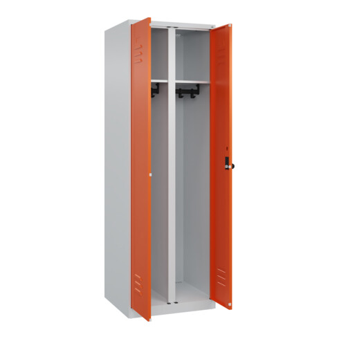 C+P Schwarz-Weiß-Spind Classic PLUS, 2 Abteile, 1850x600x500mm, 7035/2004 Verschluss Sicherheits-Drehriegel