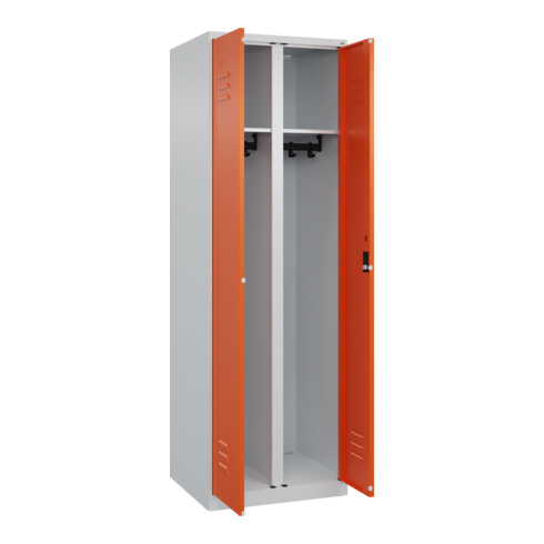 C+P Schwarz-Weiß-Spind Classic PLUS, 2 Abteile, 1850x600x500mm, 7035/2004 Verschluss Zylinderschloss