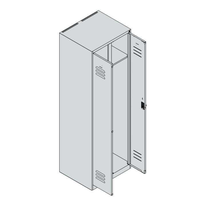 C+P Schwarz-Weiß-Spind Classic PLUS, 2 Abteile, 1850x600x500mm, 7035/3003 Verschluss Sicherheits-Drehriegel