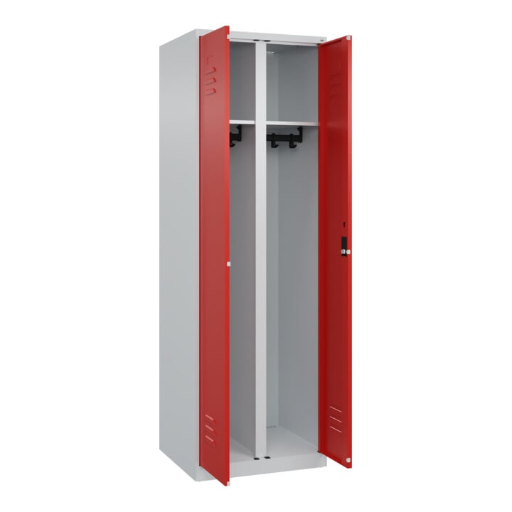 C+P Schwarz-Weiß-Spind Classic PLUS, 2 Abteile, 1850x600x500mm, 7035/3020 Verschluss Zylinderschloss