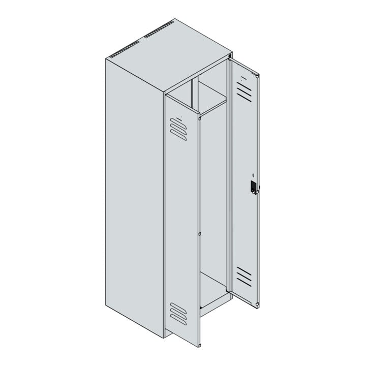 C+P Schwarz-Weiß-Spind Classic PLUS, 2 Abteile, 1850x600x500mm, 7035/5010 Verschluss Zylinderschloss
