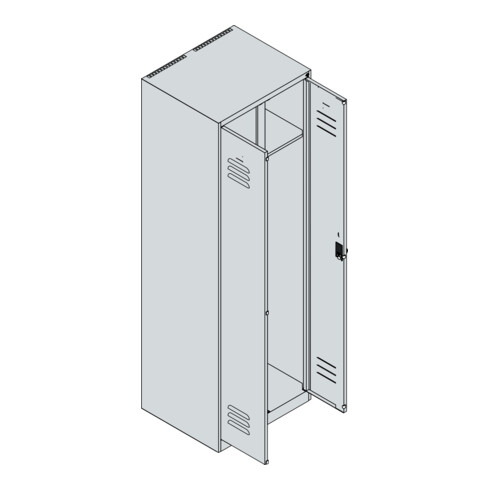 C+P Schwarz-Weiß-Spind Classic PLUS, 2 Abteile, 1850x600x500mm, 7035/7016 Verschluss Sicherheits-Drehriegel