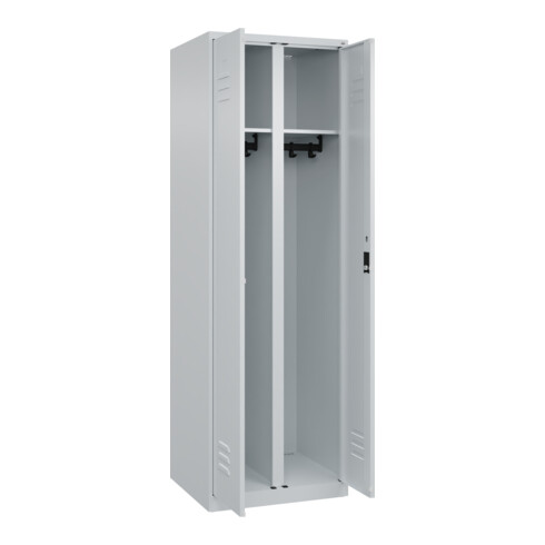 C+P Schwarz-Weiß-Spind Classic PLUS, 2 Abteile, 1850x600x500mm, 7035/7035 Verschluss Zylinderschloss