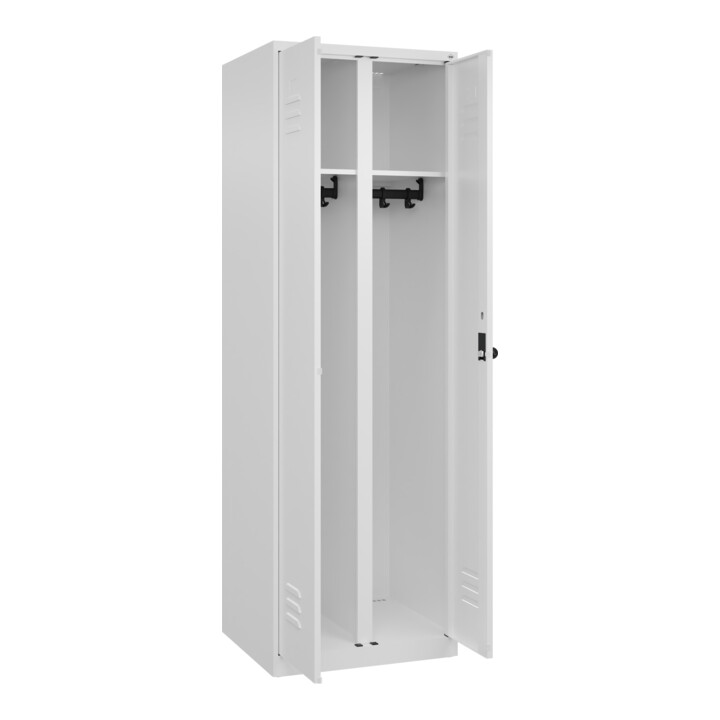 C+P Schwarz-Weiß-Spind Classic PLUS, 2 Abteile, 1850x600x500mm, 9016/9016 Verschluss Sicherheits-Drehriegel