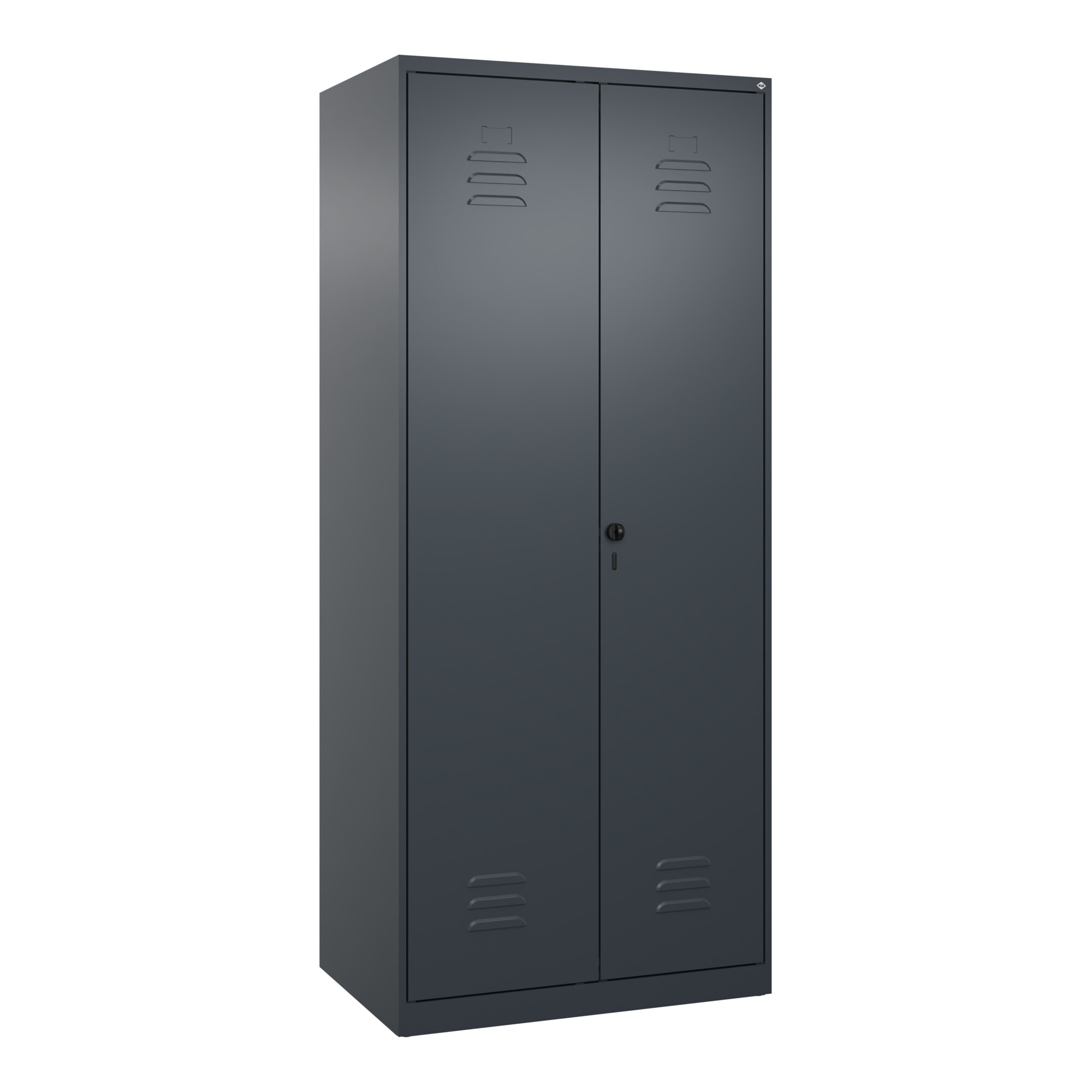 C+P Schwarz-Weiß-Spind Classic PLUS, 2 Abteile, 1850x800x500mm, 7016/7016 Verschluss Sicherheits-Drehriegel ; C + P Möbelsysteme
