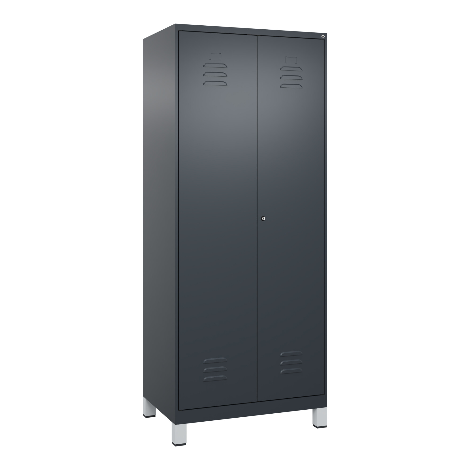 C+P Schwarz-Weiß-Spind Classic PLUS, 2 Abteile, 1850x800x500mm, 7016/7016 Verschluss Zylinderschloss ; C + P Möbelsysteme