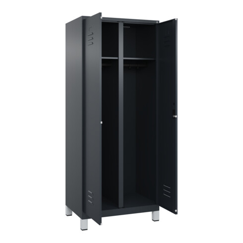 C+P Schwarz-Weiß-Spind Classic PLUS, 2 Abteile, 1850x800x500mm, 7016/7016 Verschluss Zylinderschloss