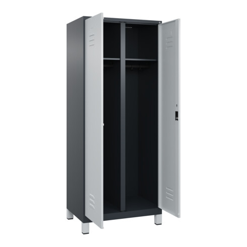 C+P Schwarz-Weiß-Spind Classic PLUS, 2 Abteile, 1850x800x500mm, 7016/7035 Verschluss Zylinderschloss