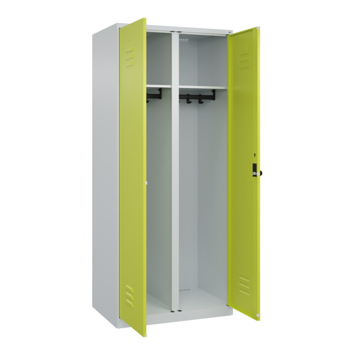 C+P Schwarz-Weiß-Spind Classic PLUS, 2 Abteile, 1850x800x500mm, 7035/0024 Verschluss Sicherheits-Drehriegel