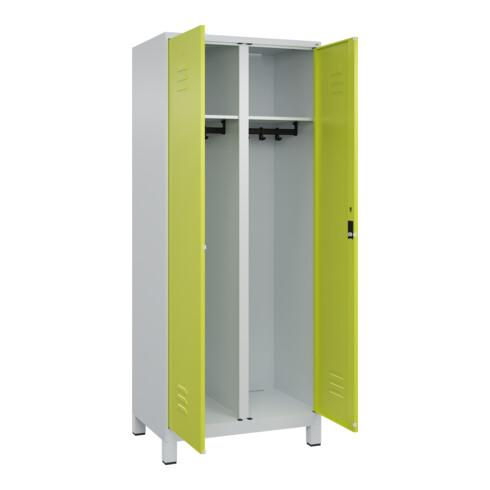 C+P Schwarz-Weiß-Spind Classic PLUS, 2 Abteile, 1850x800x500mm, 7035/0024 Verschluss Zylinderschloss