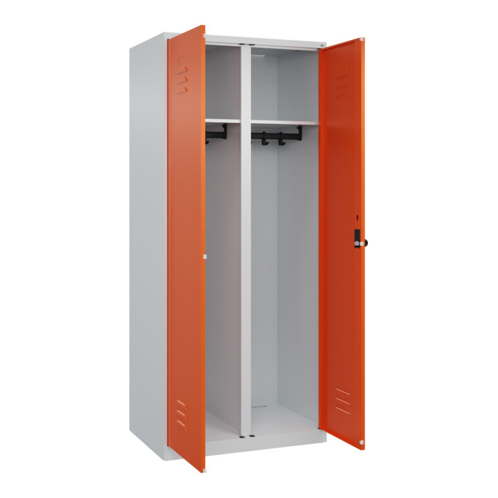 C+P Schwarz-Weiß-Spind Classic PLUS, 2 Abteile, 1850x800x500mm, 7035/2004 Verschluss Sicherheits-Drehriegel