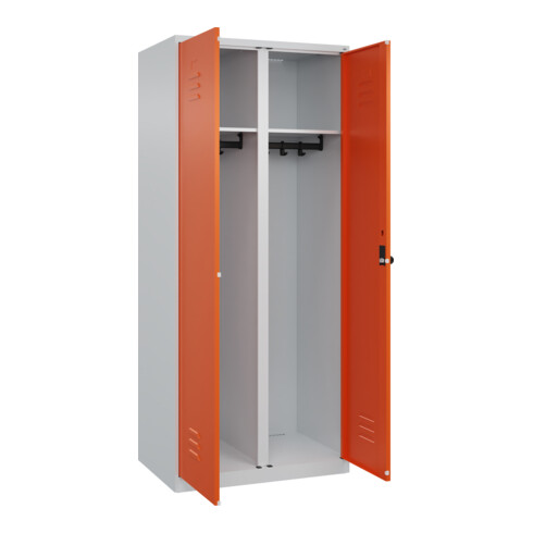C+P Schwarz-Weiß-Spind Classic PLUS, 2 Abteile, 1850x800x500mm, 7035/2004 Verschluss Sicherheits-Drehriegel