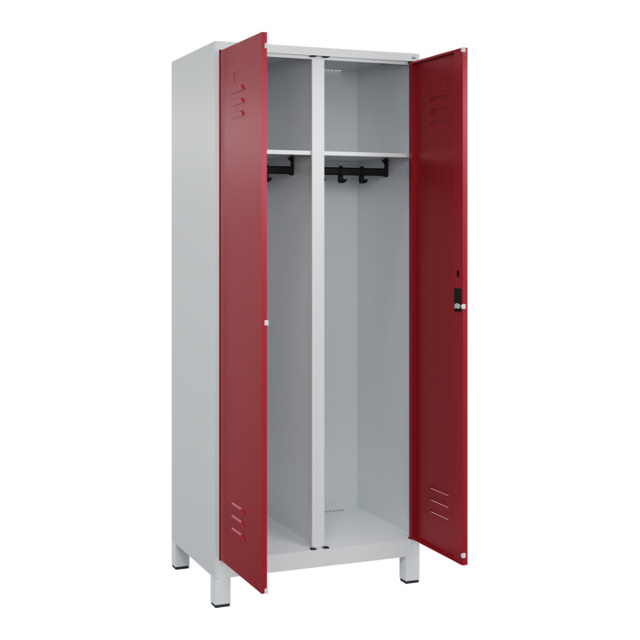 C+P Schwarz-Weiß-Spind Classic PLUS, 2 Abteile, 1850x800x500mm, 7035/3003 Verschluss Zylinderschloss