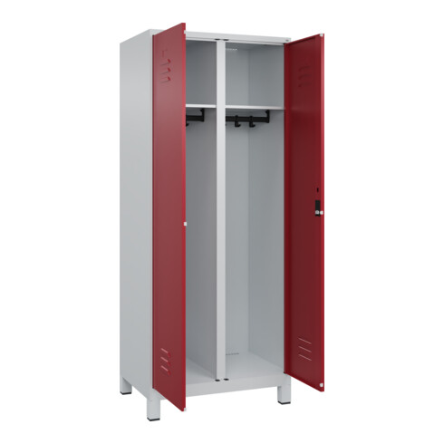 C+P Schwarz-Weiß-Spind Classic PLUS, 2 Abteile, 1850x800x500mm, 7035/3003 Verschluss Zylinderschloss