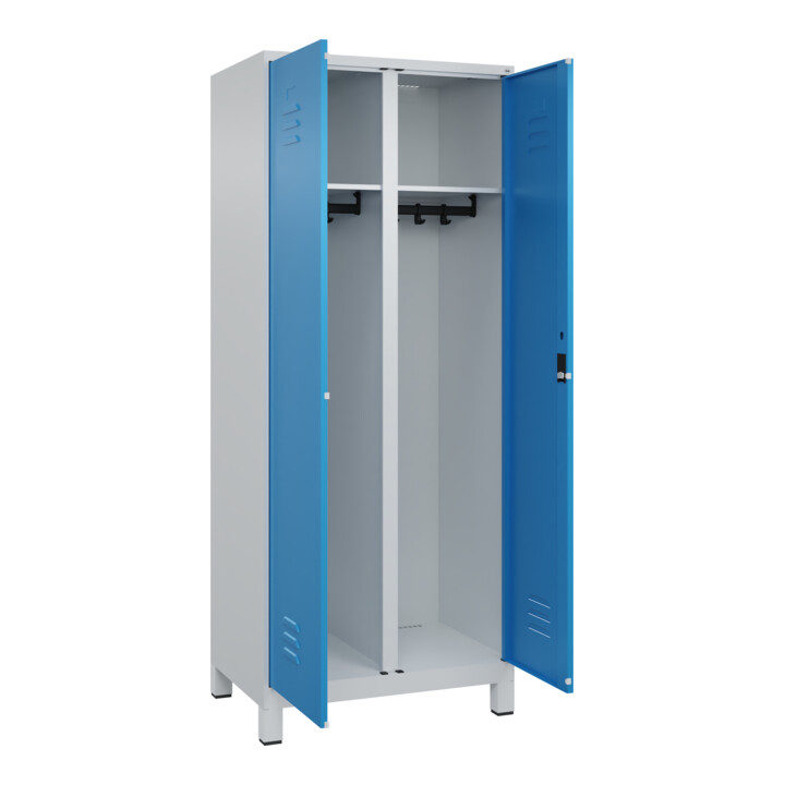 C+P Schwarz-Weiß-Spind Classic PLUS, 2 Abteile, 1850x800x500mm, 7035/5012 Verschluss Zylinderschloss