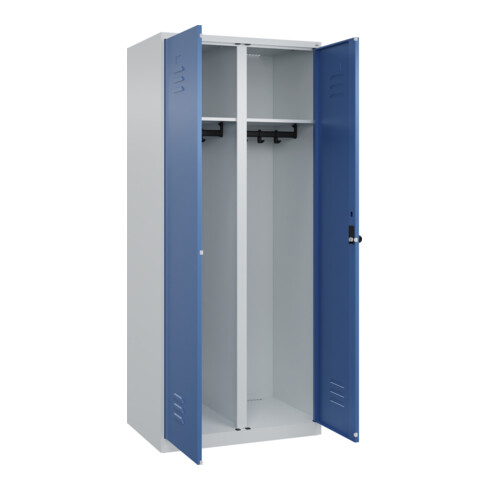 C+P Schwarz-Weiß-Spind Classic PLUS, 2 Abteile, 1850x800x500mm, 7035/5023 Verschluss Sicherheits-Drehriegel
