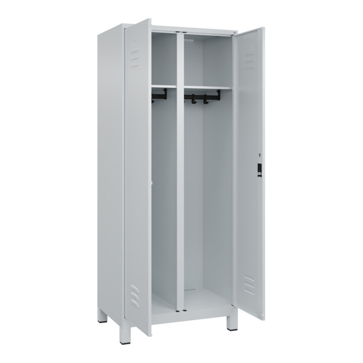 C+P Schwarz-Weiß-Spind Classic PLUS, 2 Abteile, 1850x800x500mm, 7035/7035 Verschluss Zylinderschloss
