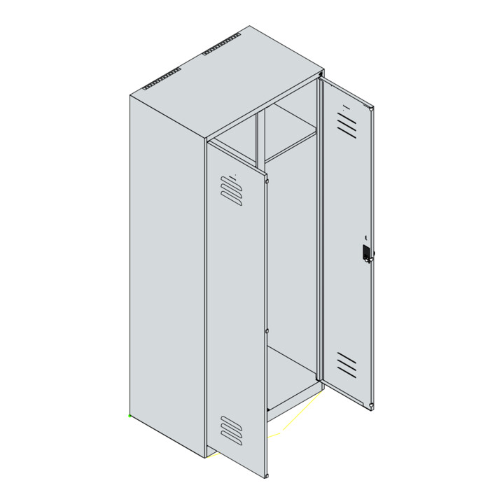 C+P Schwarz-Weiß-Spind Classic PLUS, 2 Abteile, 1850x800x500mm, 9016/9016 Verschluss Sicherheits-Drehriegel