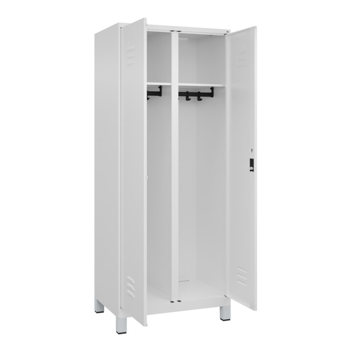 C+P Schwarz-Weiß-Spind Classic PLUS, 2 Abteile, 1850x800x500mm, 9016/9016 Verschluss Zylinderschloss