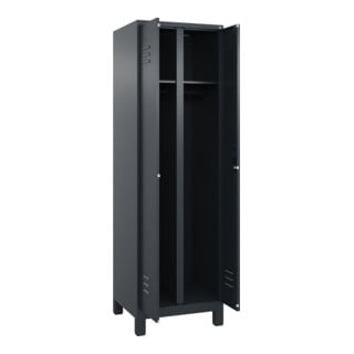 C+P Schwarz-Weiß-Spind Classic PLUS 2 Abteile 1950 x 600 x 500 mm 7016/7016