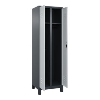 C+P Schwarz-Weiß-Spind Classic PLUS 2 Abteile 1950 x 600 x 500 mm