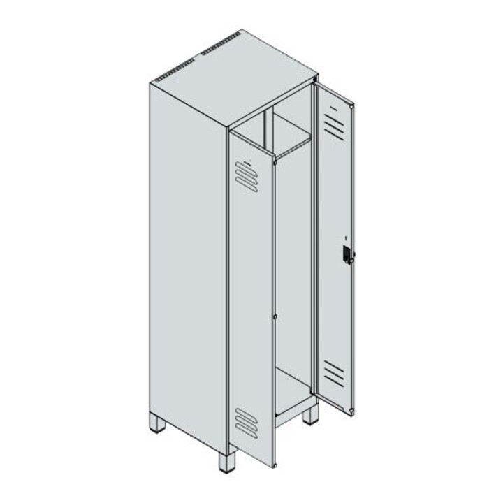 C+P Schwarz-Weiß-Spind Classic PLUS 2 Abteile 1950 x 600 x 500 mm