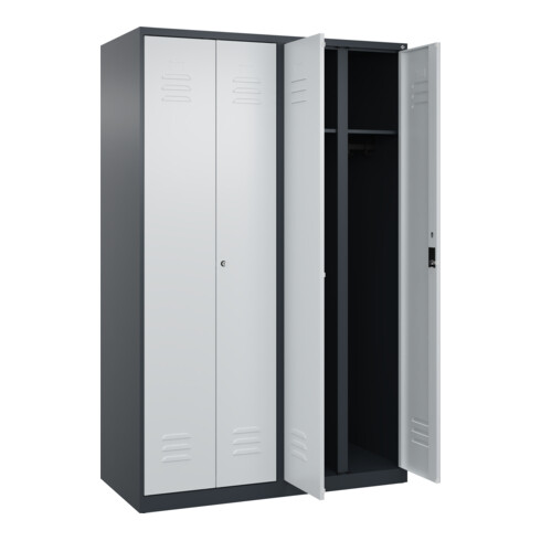C+P Schwarz-Weiß-Spind Classic PLUS, 4 Abteile, 1850x1200x500mm, 7016/7035 Verschluss Zylinderschloss