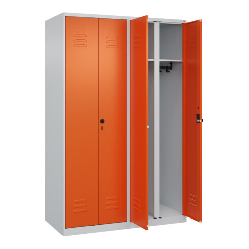 C+P Schwarz-Weiß-Spind Classic PLUS, 4 Abteile, 1850x1200x500mm, 7035/2004 Verschluss Sicherheits-Drehriegel