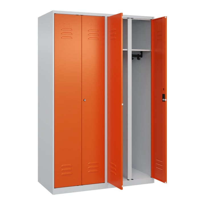 C+P Schwarz-Weiß-Spind Classic PLUS, 4 Abteile, 1850x1200x500mm, 7035/2004 Verschluss Zylinderschloss