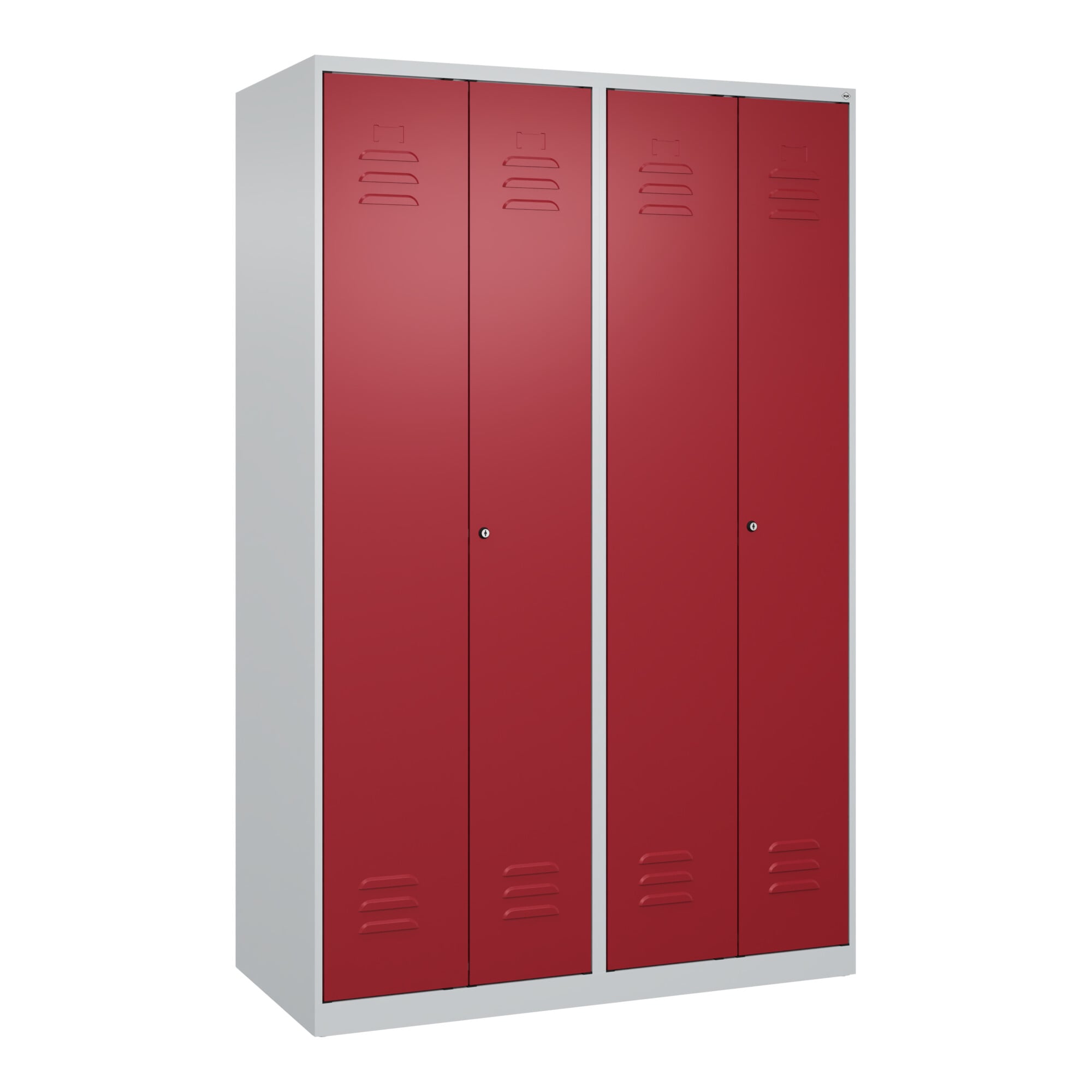 C+P Schwarz-Weiß-Spind Classic PLUS, 4 Abteile, 1850x1200x500mm, 7035/3003 Verschluss Zylinderschloss ; C + P Möbelsysteme