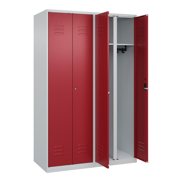C+P Schwarz-Weiß-Spind Classic PLUS, 4 Abteile, 1850x1200x500mm, 7035/3003 Verschluss Zylinderschloss