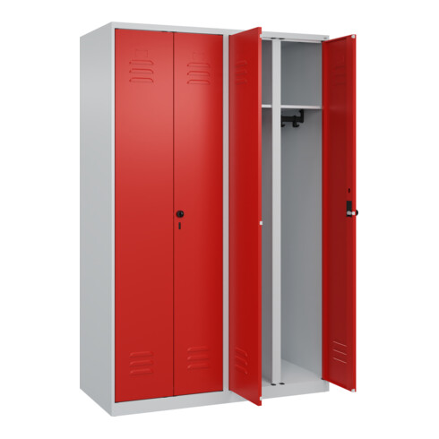 C+P Schwarz-Weiß-Spind Classic PLUS, 4 Abteile, 1850x1200x500mm, 7035/3020 Verschluss Sicherheits-Drehriegel