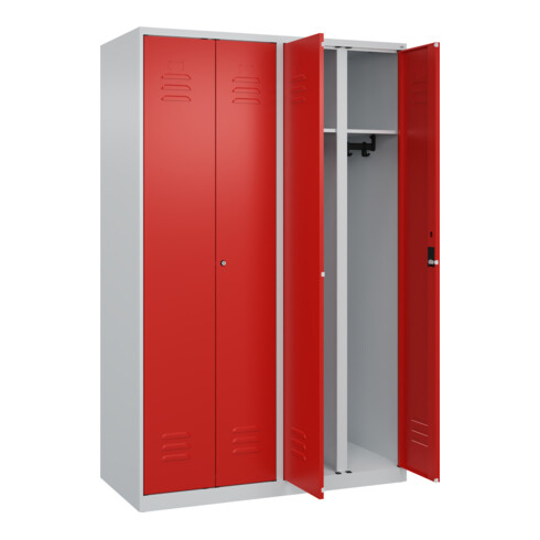 C+P Schwarz-Weiß-Spind Classic PLUS, 4 Abteile, 1850x1200x500mm, 7035/3020 Verschluss Zylinderschloss