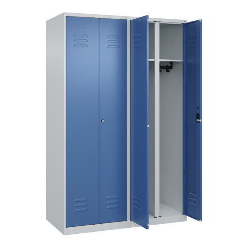 C+P Schwarz-Weiß-Spind Classic PLUS, 4 Abteile, 1850x1200x500mm, 7035/5023 Verschluss Zylinderschloss