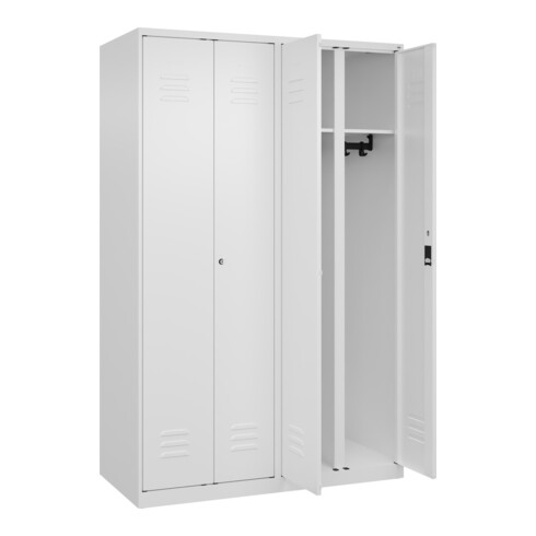 C+P Schwarz-Weiß-Spind Classic PLUS, 4 Abteile, 1850x1200x500mm, 9016/9016 Verschluss Zylinderschloss