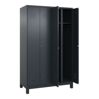 C+P Schwarz-Weiß-Spind Classic PLUS 4 Abteile 1950 x 1200 x 500mm 7016/7016