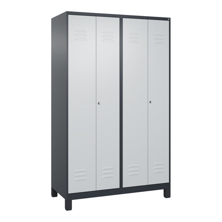 C+P Schwarz-Weiß-Spind Classic PLUS 4 Abteile 1950 x 1200 x 500mm 7016/7035