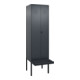 C+P Schwarz-Weiß-Spind Classic PLUS, Bank, 2 Abteile, 2120x600x815mm, 7016/7016, Verschluss Sicherheits-Drehriegel, Sitzbanktyp auskragend, Material Sitzfläche Kunststoff-1