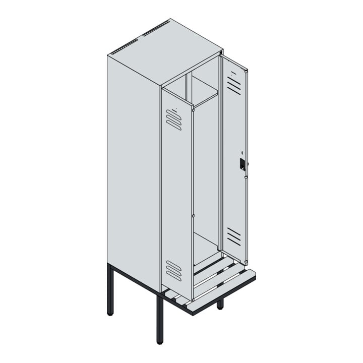 C+P Schwarz-Weiß-Spind Classic PLUS, Bank, 2 Abteile, 2120x600x815mm, 7016/7016, Verschluss Sicherheits-Drehriegel, Sitzbanktyp auskragend, Material Sitzfläche Kunststoff