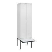 C+P Schwarz-Weiß-Spind Classic PLUS, Bank, 2 Abteile, 2120x600x815mm, 9016/9016, Verschluss Zylinderschloss, Sitzbanktyp auskragend, Material Sitzfläche Kunststoff