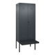 C+P Schwarz-Weiß-Spind Classic PLUS, Bank, 2 Abteile, 2120x800x815mm, 7016/7016, Verschluss Sicherheits-Drehriegel, Sitzbanktyp auskragend, Material Sitzfläche Kunststoff-1