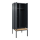 C+P Schwarz-Weiß-Spind Classic PLUS, Bank, 2 Abteile, 2120x800x815mm, 7016/7016, Verschluss Sicherheits-Drehriegel, Sitzbanktyp untergebaut, Material Sitzfläche Buche-Hartholz-1