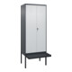C+P Schwarz-Weiß-Spind Classic PLUS, Bank, 2 Abteile, 2120x800x815mm, 7016/7035, Verschluss Sicherheits-Drehriegel, Sitzbanktyp auskragend, Material Sitzfläche Kunststoff-1